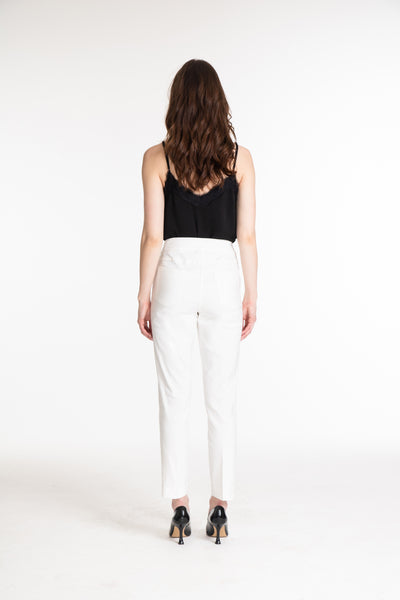 PULL-ON ANKLE PANT WITH REAL FRONT AND BACK POCKETS- Ivory