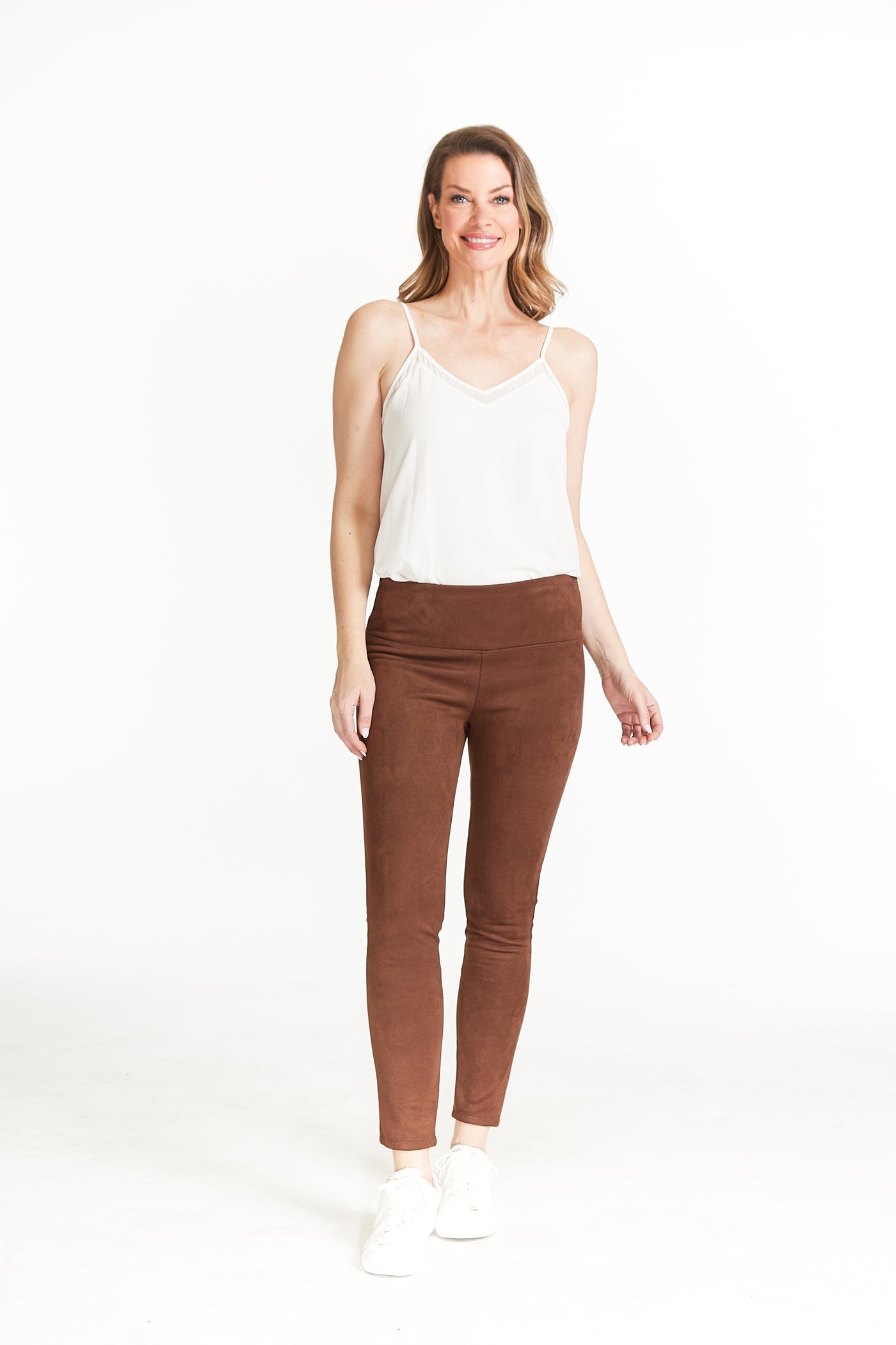 WIDE BAND PULL-ON ANKLE LEGGING - Mocha