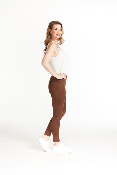 WIDE BAND PULL-ON ANKLE LEGGING - Mocha