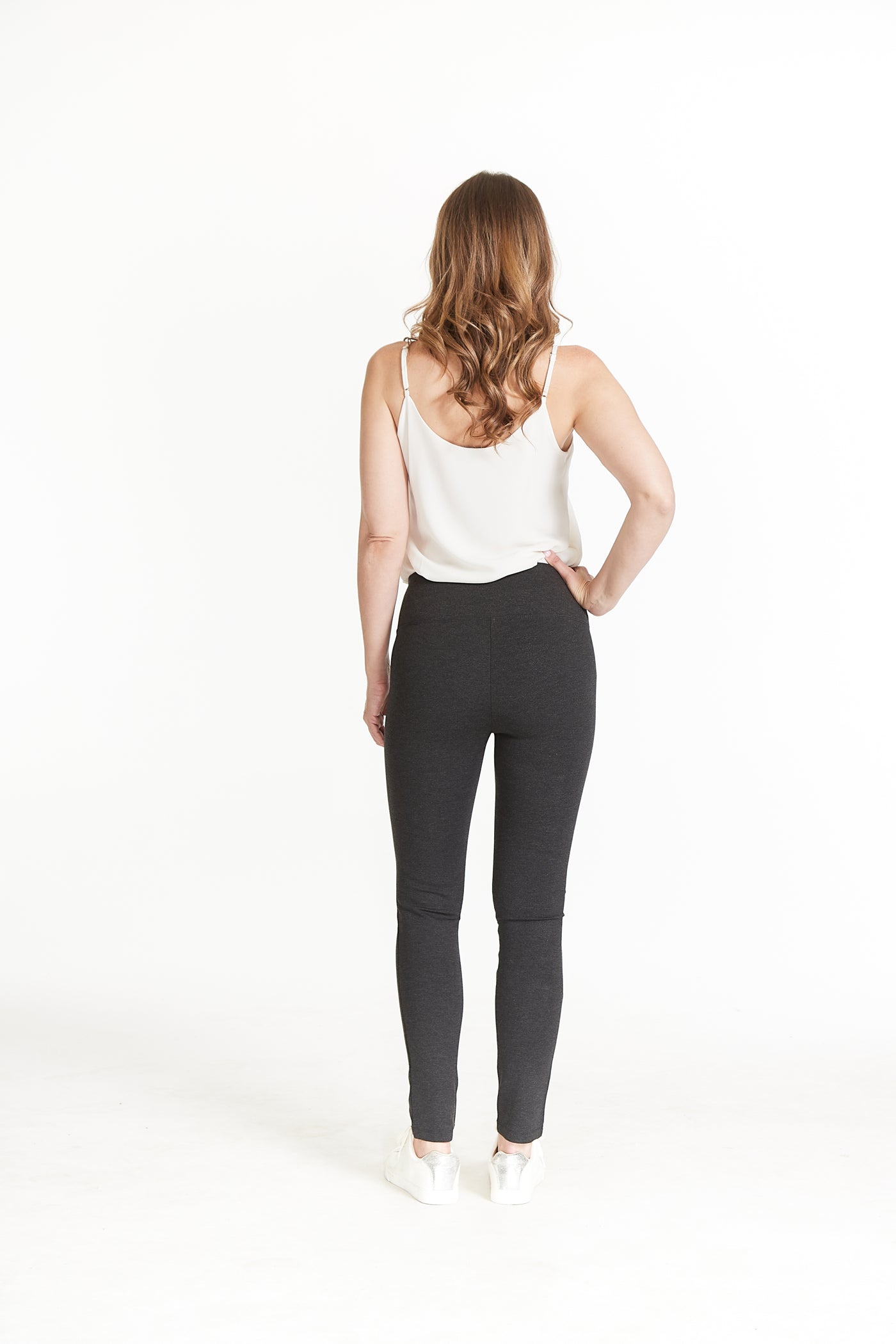 WIDE BAND PULL-ON ANKLE LEGGING - Heather Grey