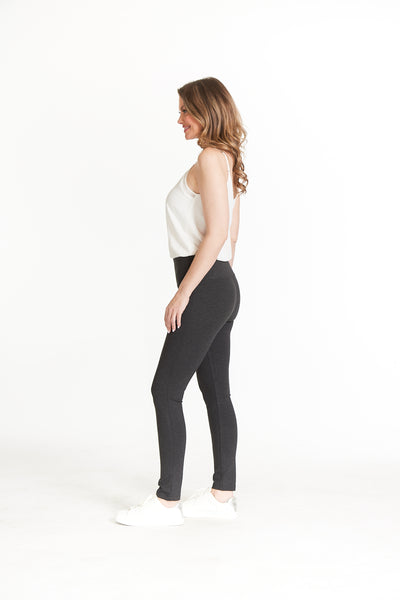WIDE BAND PULL-ON ANKLE LEGGING - Heather Grey