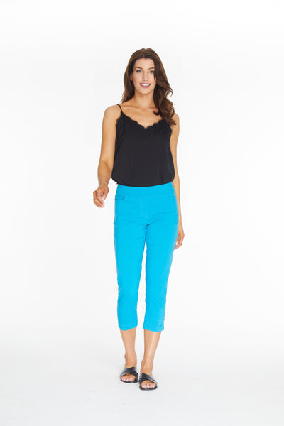 PLUS Crop Pant with Ladder Strap Hem - Women's - Bright Turquoise