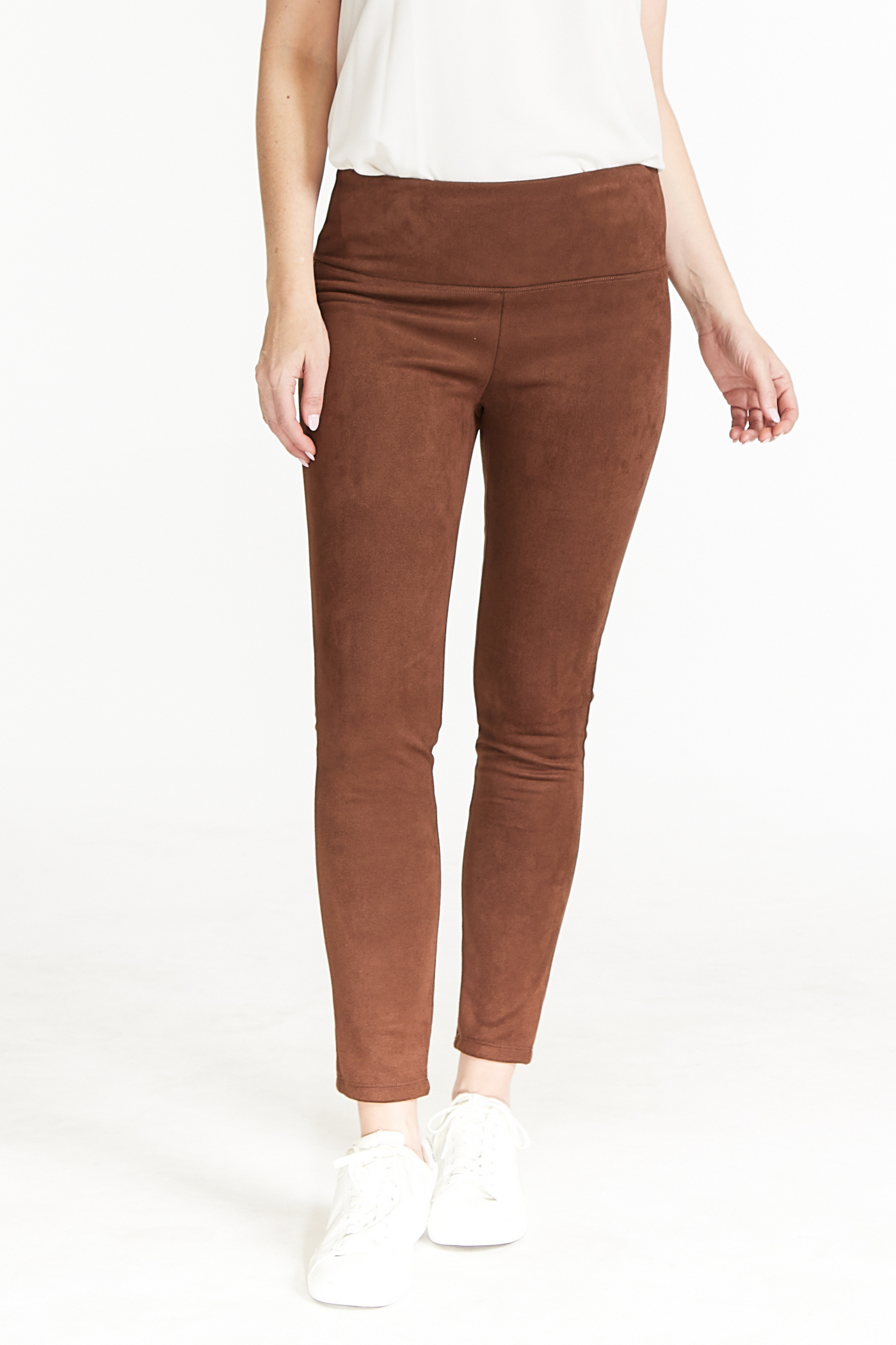 WIDE BAND PULL-ON ANKLE LEGGING - Mocha