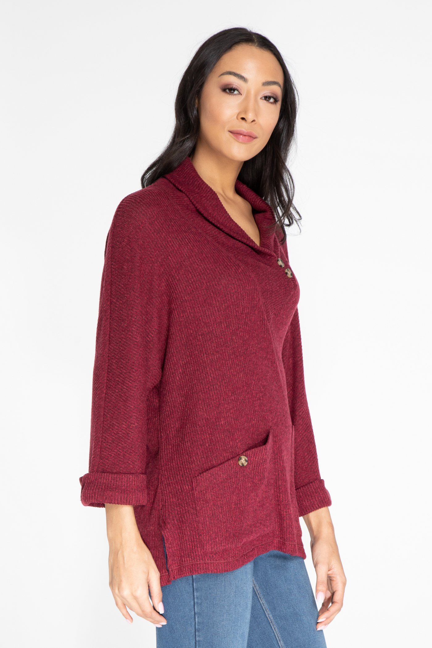 Shawl Collar Top - Cordovan