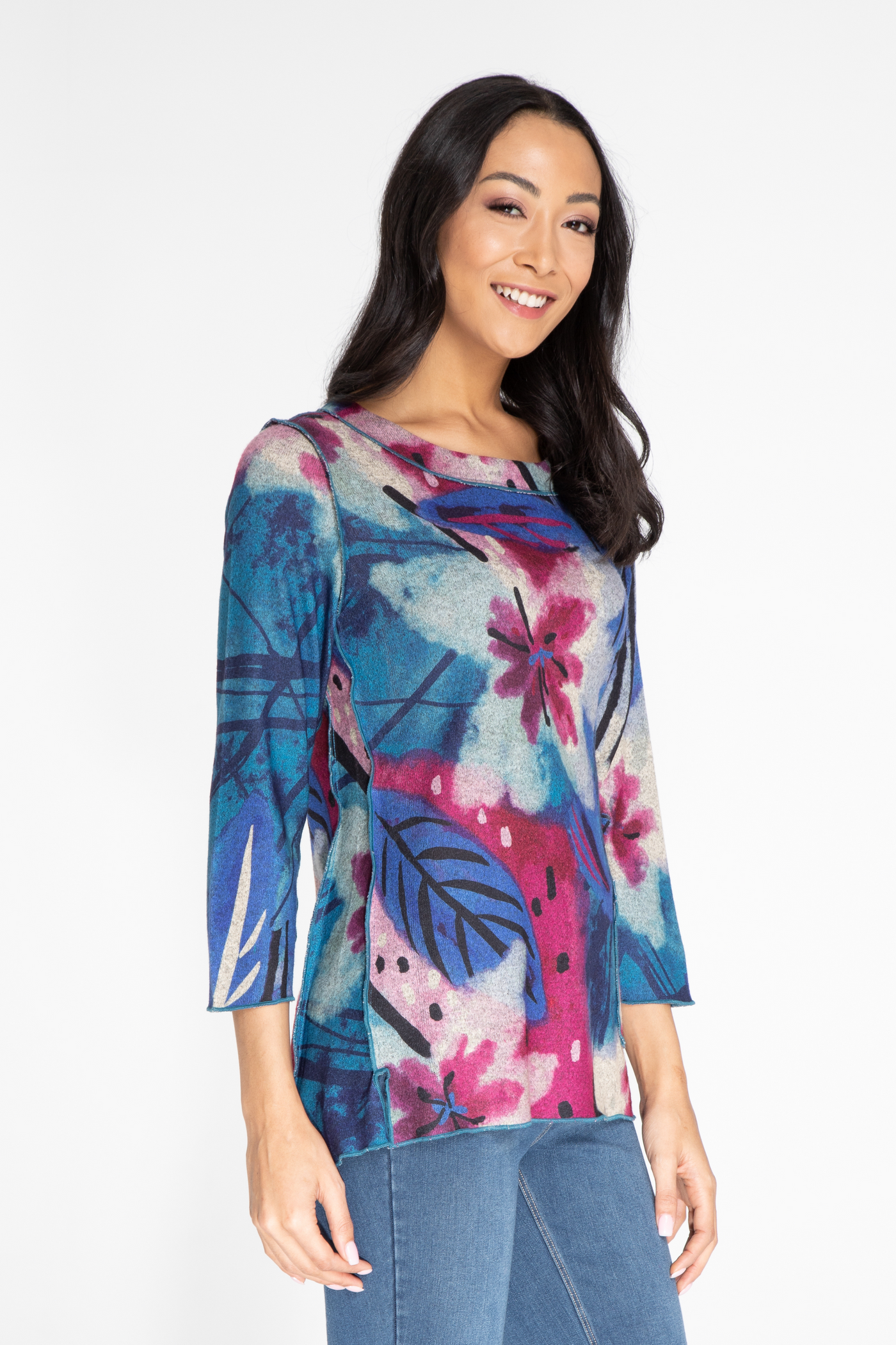 Print Brushed Knit Top - Multi