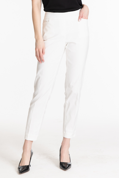 PULL-ON ANKLE PANT WITH REAL FRONT AND BACK POCKETS- Ivory