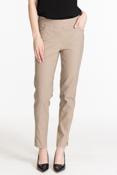 Pull-On Real 4-Pocket Ankle Pant With Button Hem Vents - Stone