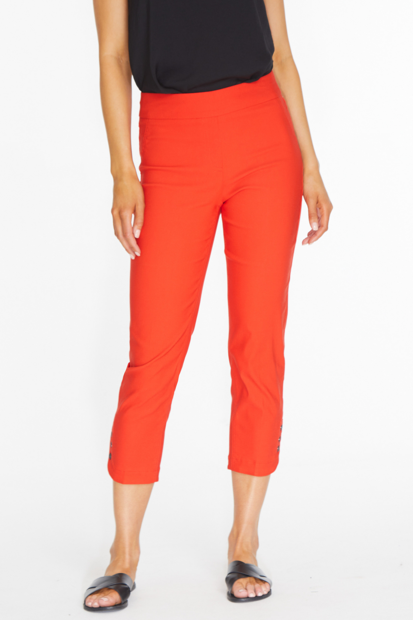 Crop Pant with Button Tulip Hem - Intense Orange
