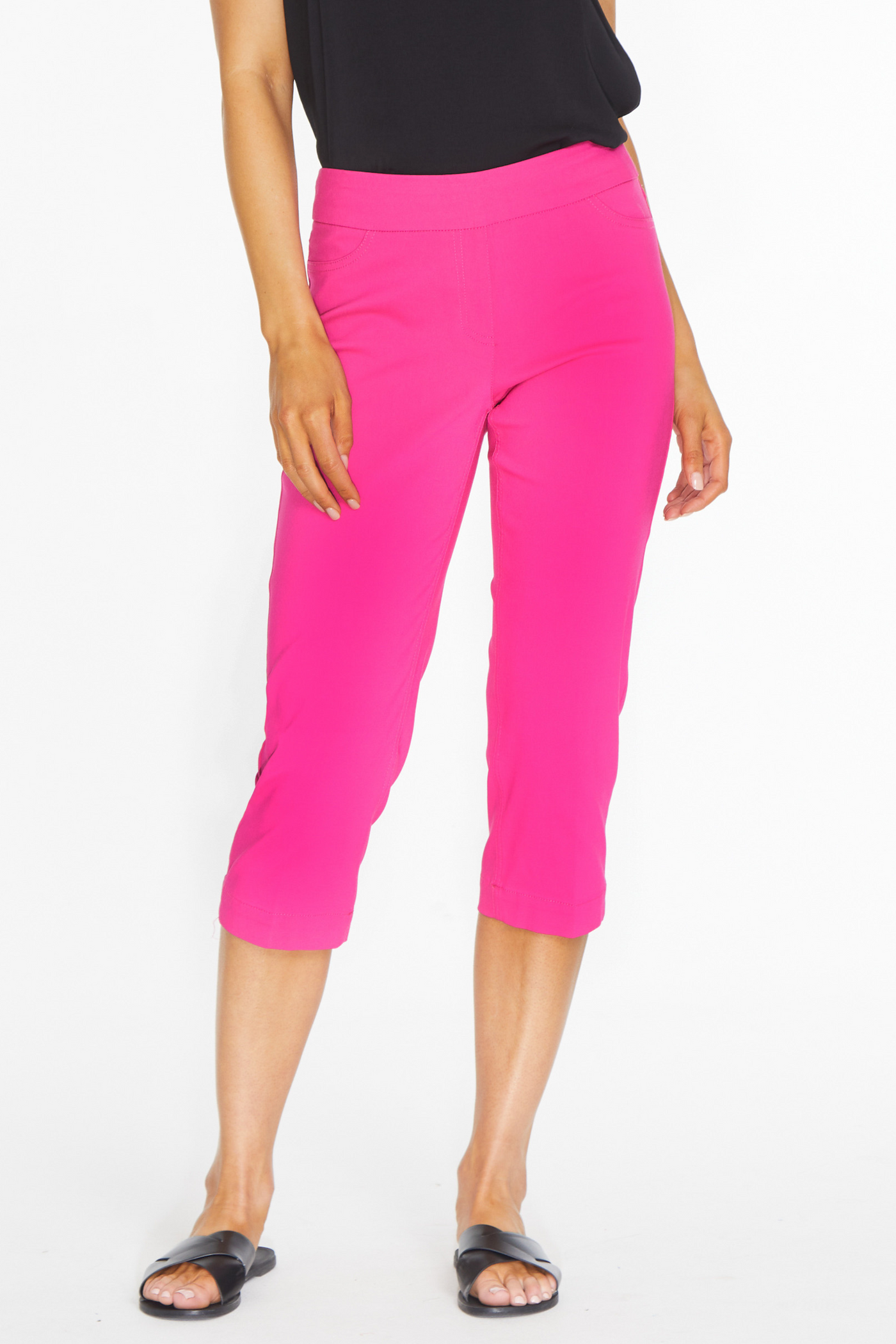 Pull-On Capri Pant With Pockets - Fuchsia