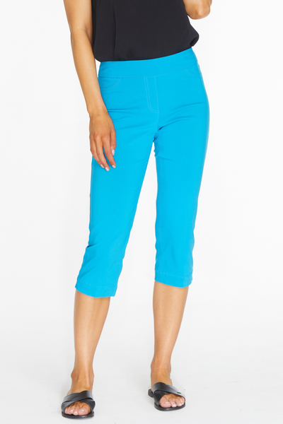 Pull-On Capri Pant With Pockets - Bright Turquoise